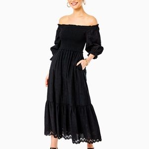 Arlynn Off-The-Shoulder Eyelet Maxi Dress